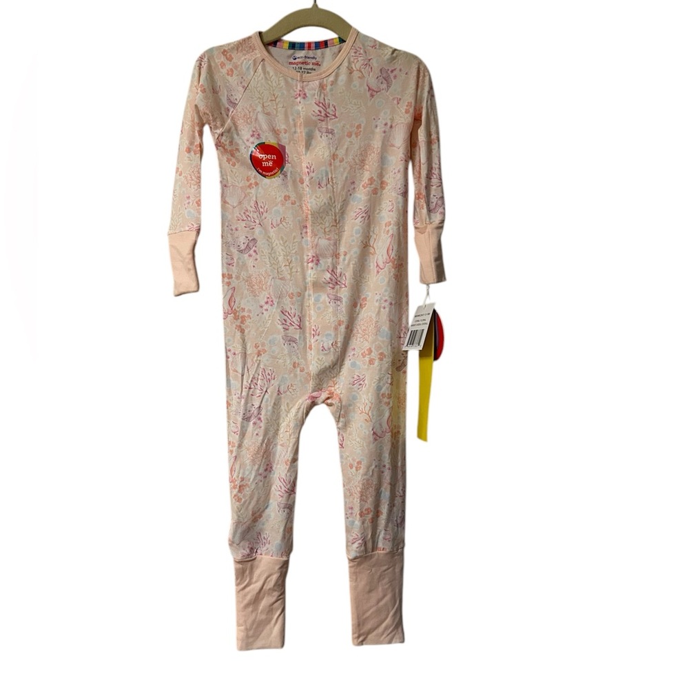 Magnetic Me Modal Magnetic Grow With Me Coverall Coral Floral 12-18 Months NWT